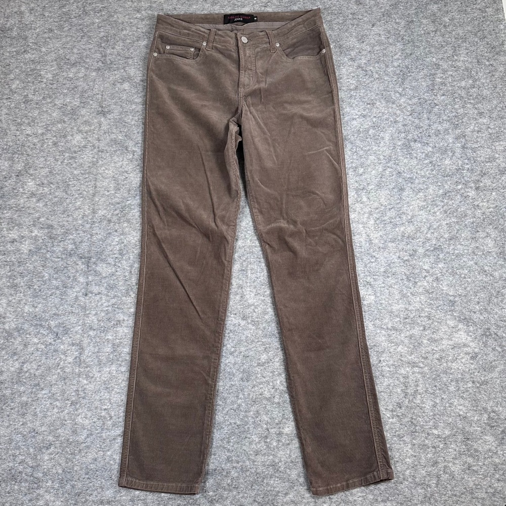 Fabrizio Gianni Corduroy Pants Brown Straight Leg Mid Rise Womens 8